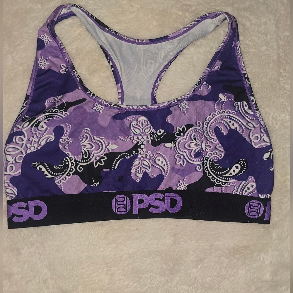 PSD Women's Purple and Black Paisley Bikini Top